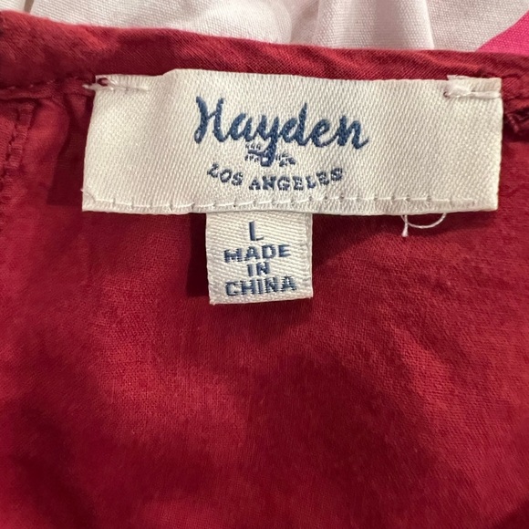 HAYDEN Red Lace Detail short sleeve Women's blouse/size L - Picture 3 of 7